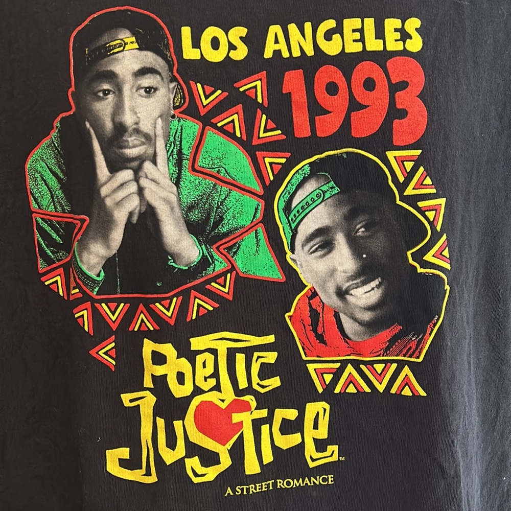 Hybrid Poetic Justice Tupac Los Angels 1993 Short Sleeve Men's Large T-shirt - Picture 2 of 3